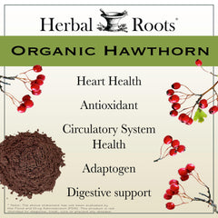 Herbal Roots Organic label close view highlighting organic certification.