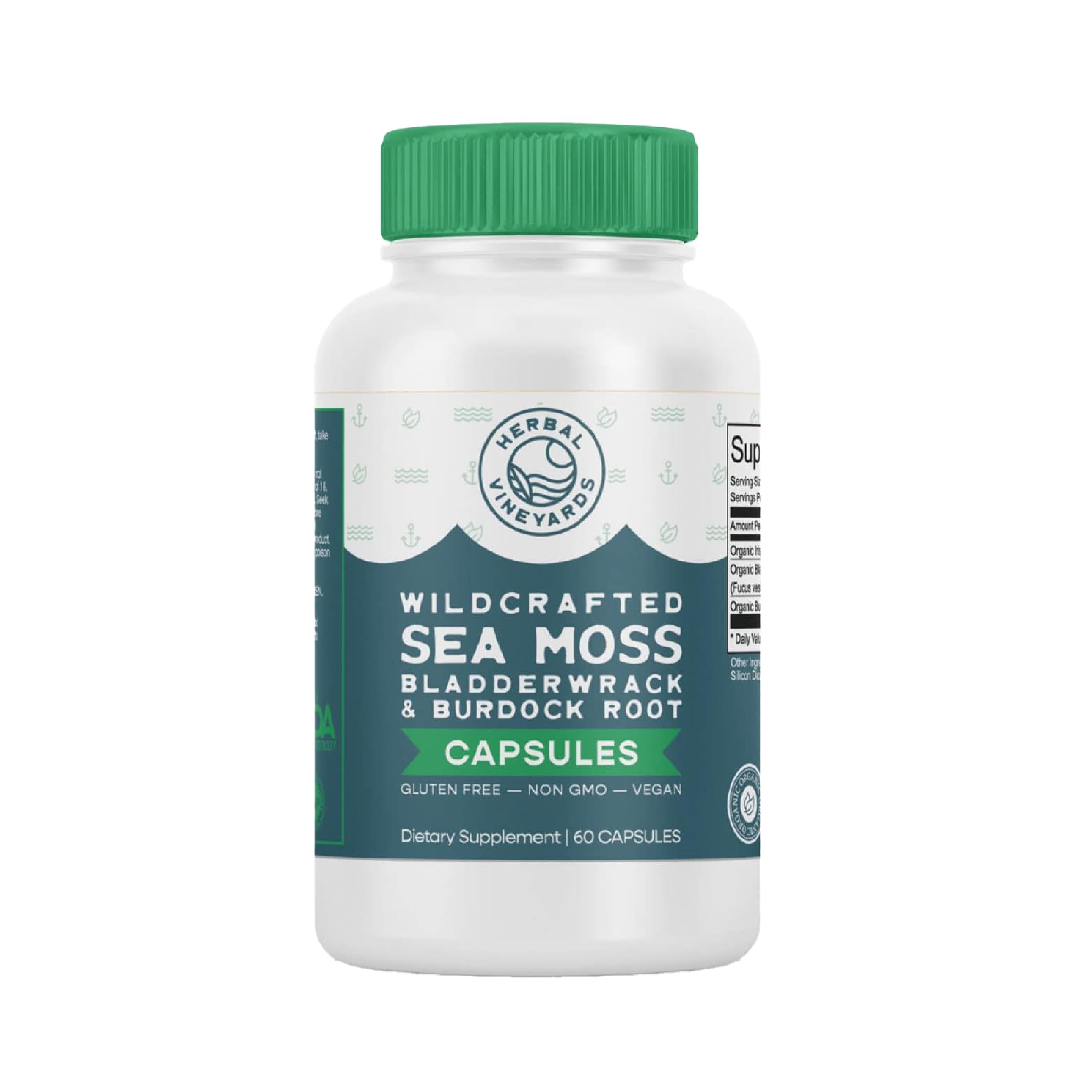 Herbal Vineyards sea moss bottle for daily immune support.