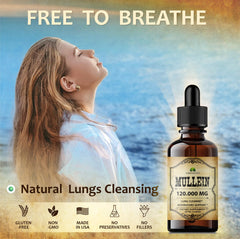 HERBALICIOUS Mullein Drops label highlights organic mullein leaf ingredients.