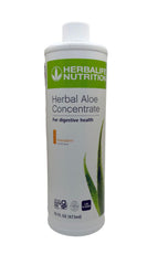 Herbalife Aloe Concentrate mandarin bottle showcases premium aloe for digestive support.