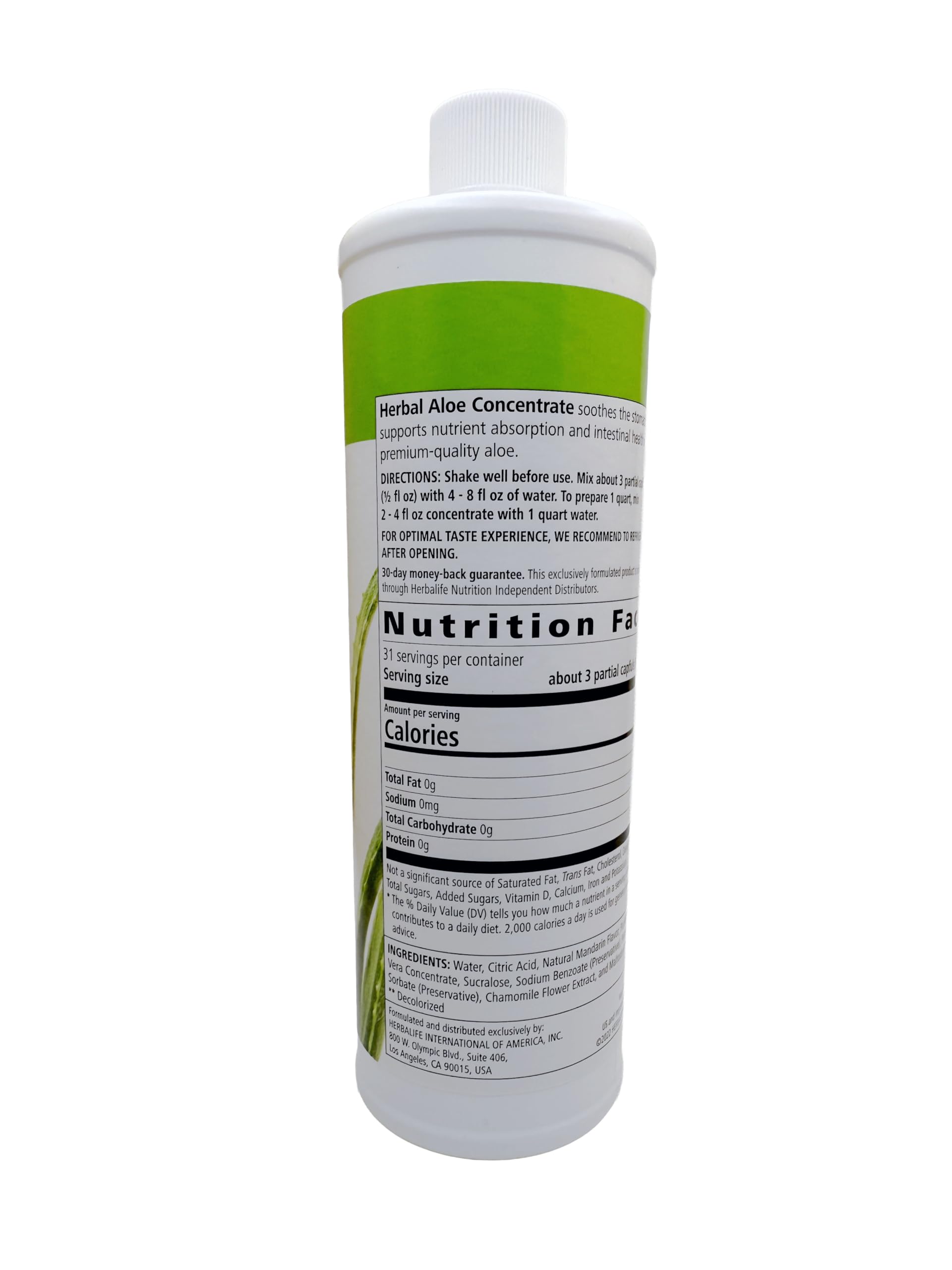 Herbalife Aloe Concentrate mandarin closeup highlights natural flavor and zero sugar.