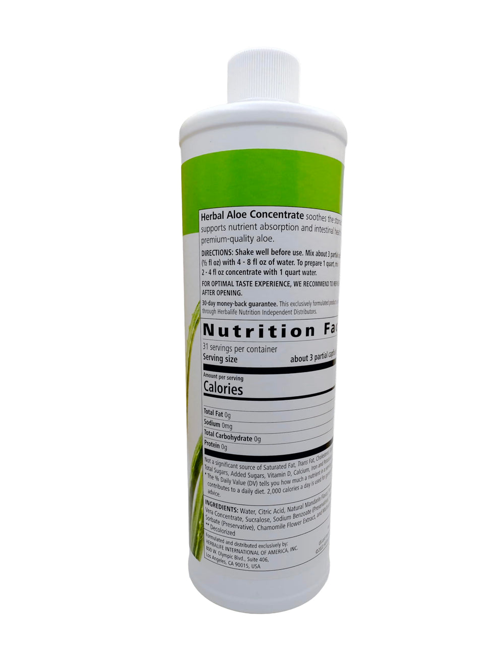 Herbalife Aloe Concentrate mandarin closeup highlights natural flavor and zero sugar.