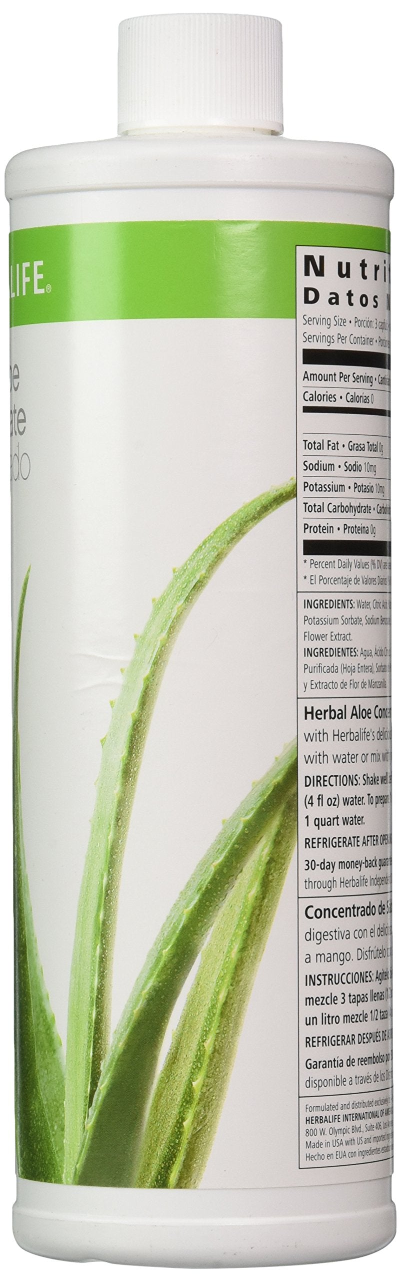 Herbalife Herbal Aloe Drink Mango concentrate capfuls with water for a refreshing mix.