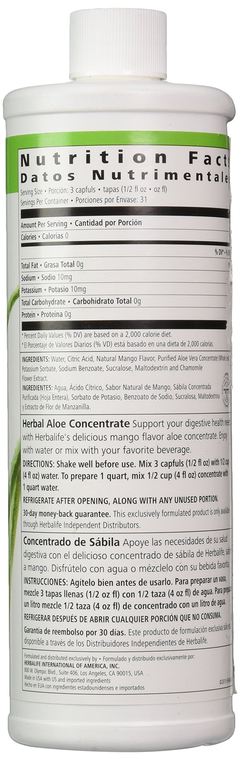 Ready-to-drink Herbal Aloe Mango beverage in a glass.