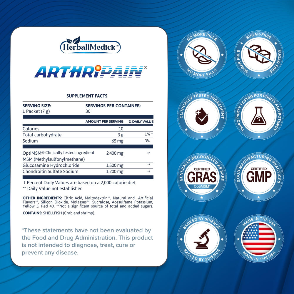 HerballMedick Arthripain sachets pack ready-to-mix for mobility.