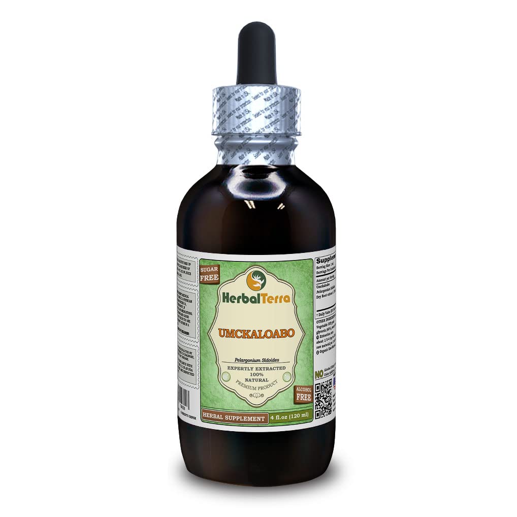 HerbalTerra Umckaloabo liquid extract bottle for convenient, alcohol-free herbal use.