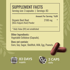 Herbamama Beet Root Powder capsules close-up shows a simple two-ingredient formula.