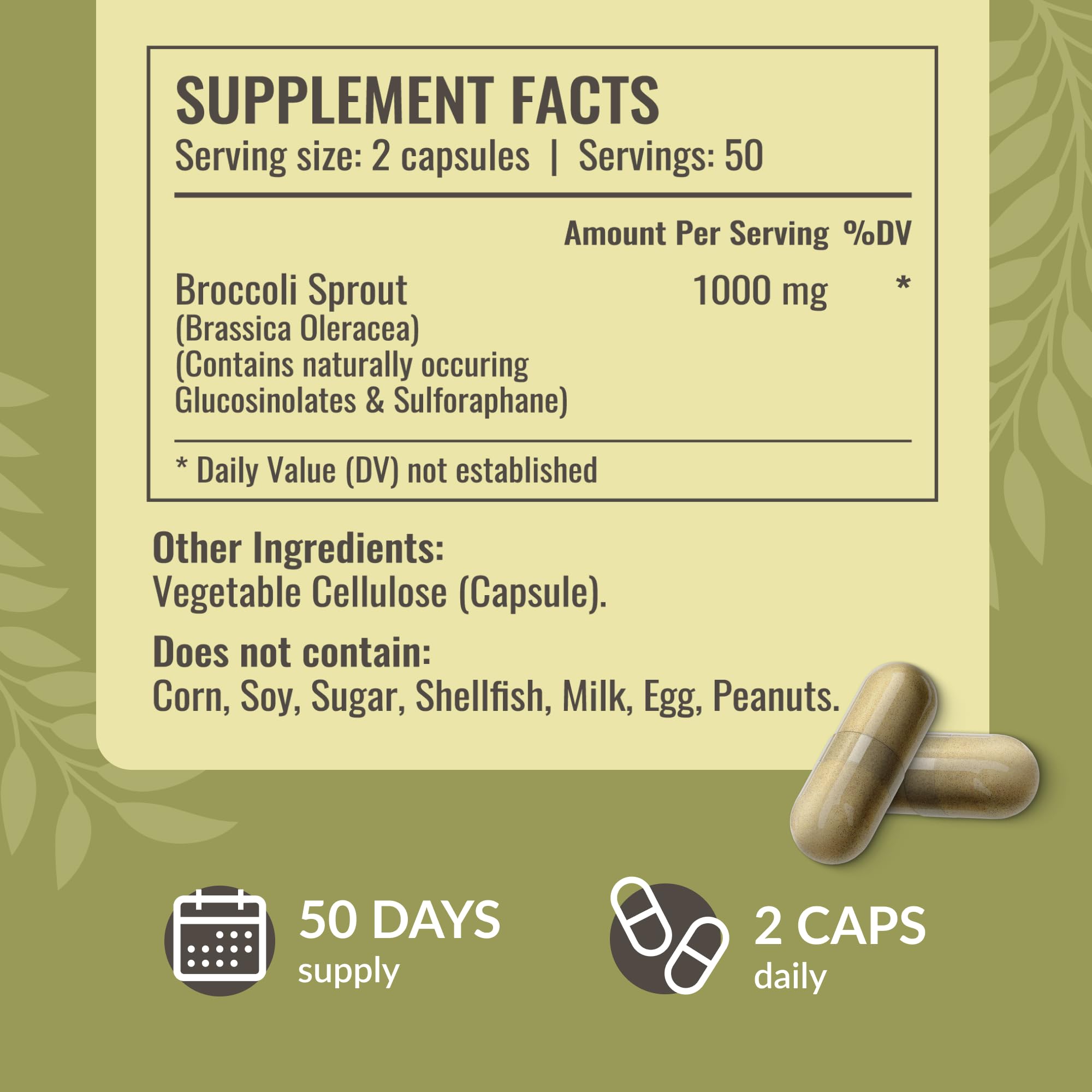 HERBAMAMA Broccoli Sprouts Capsules daily-dose setup for easy on-the-go use