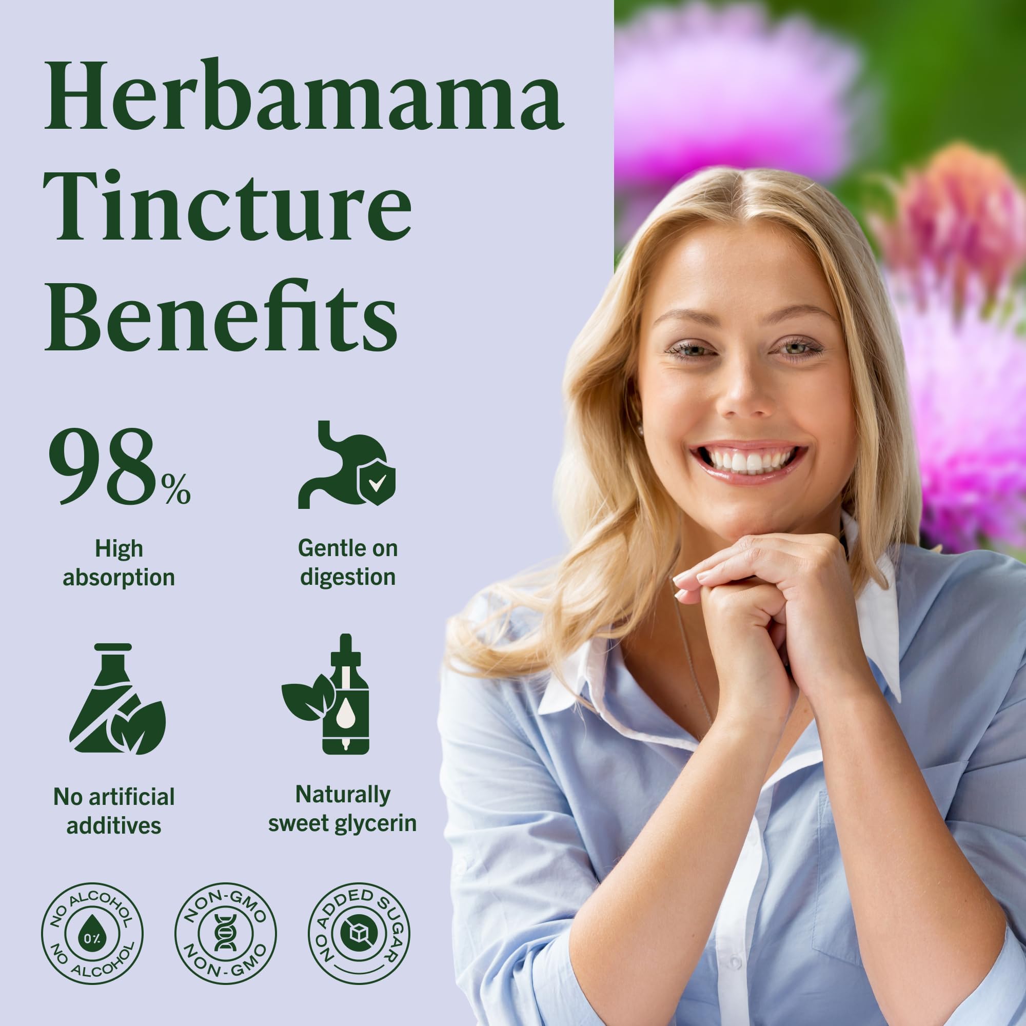 HERBAMAMA distilled water ingredient highlighted on packaging.