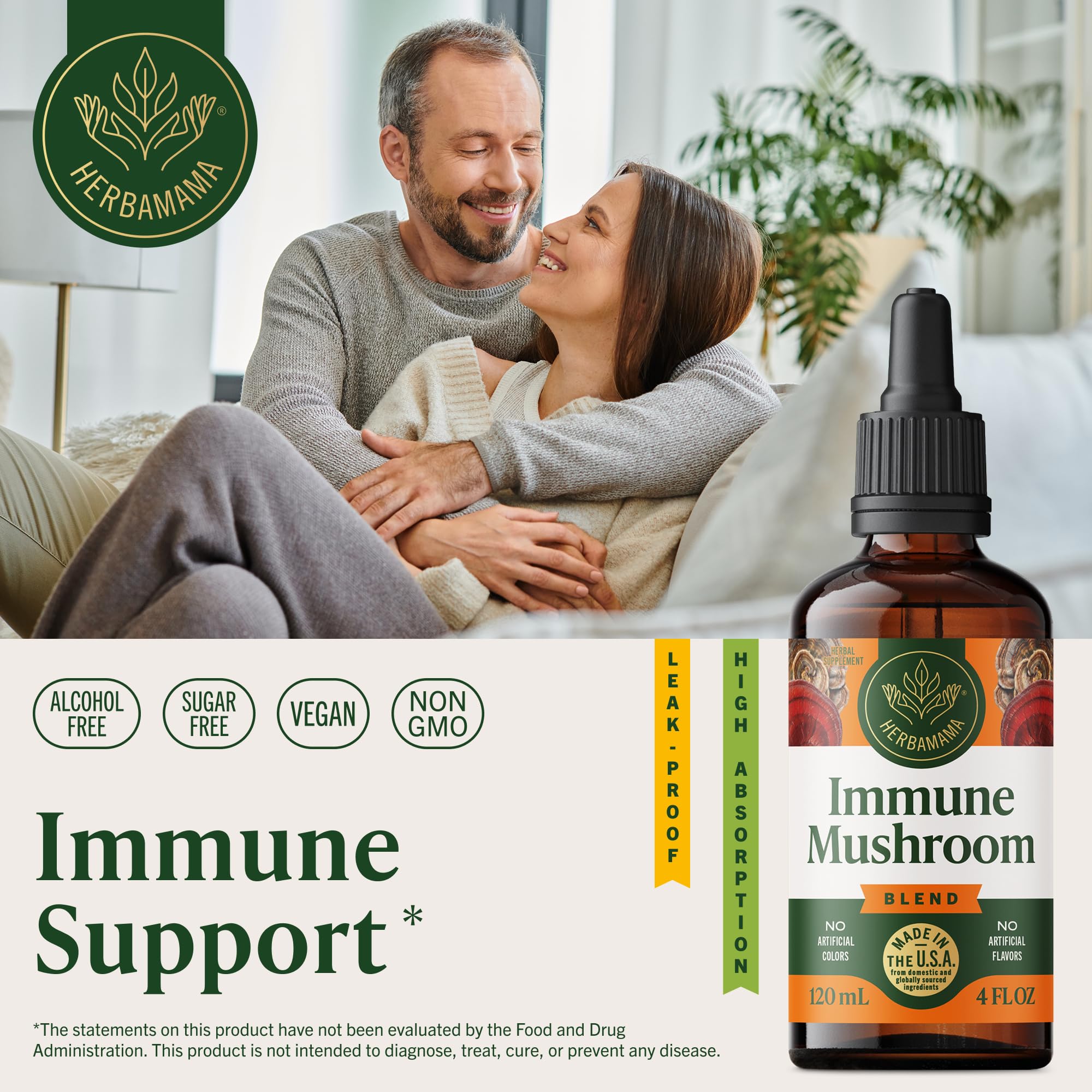 HERBAMAMA immunity drops with dropper for easy daily dosing.