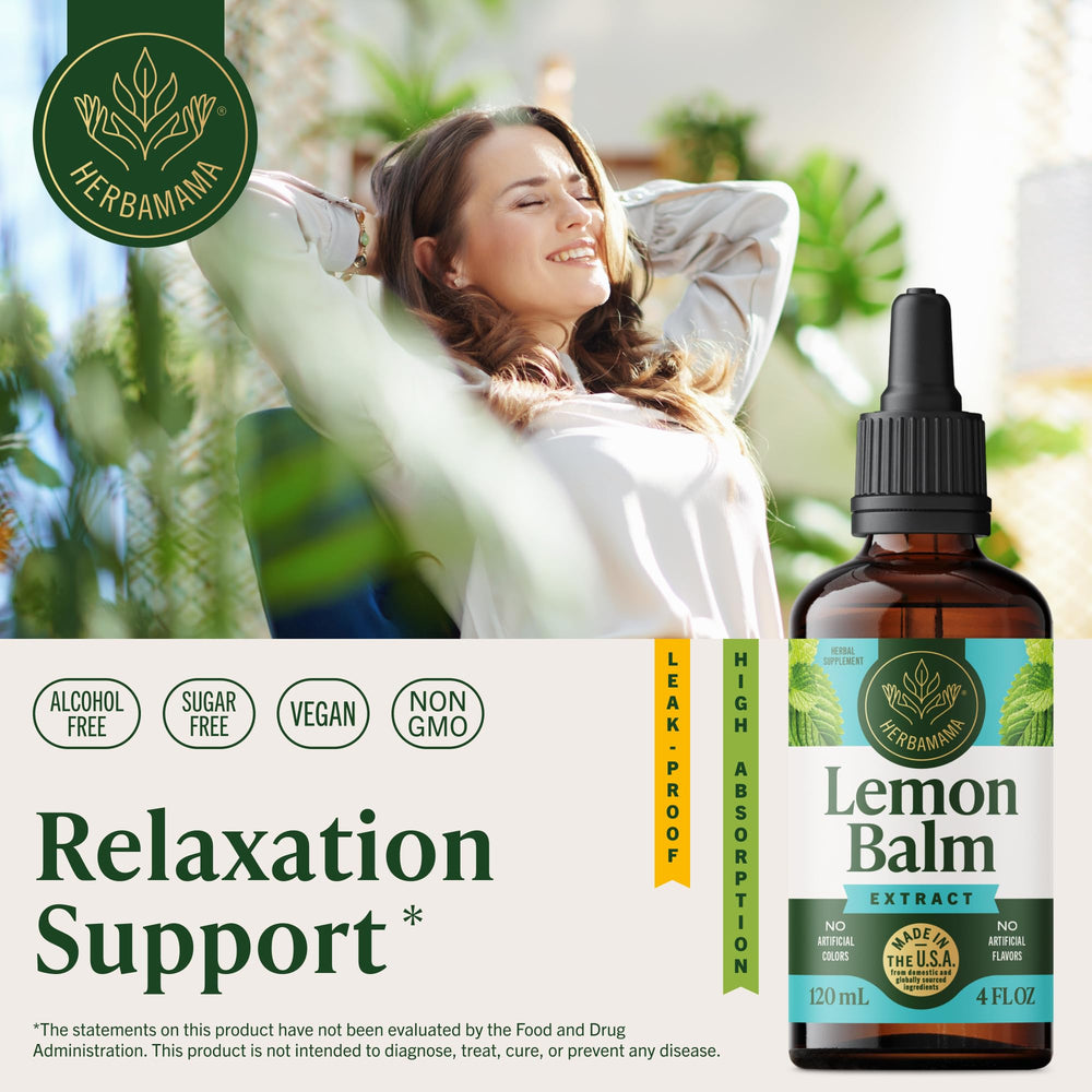 HERBAMAMA dropper dispensing tincture into drink for gentle relaxation