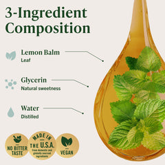 HERBAMAMA Lemon Balm tincture bottle with glycerin base on display