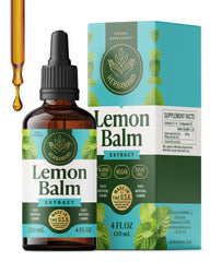 HERBAMAMA Lemon Balm tincture bottle labeled for calm support with easy dosing