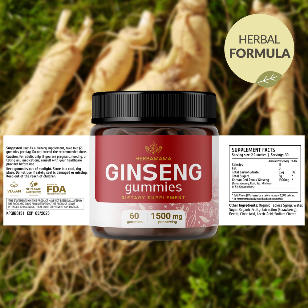 Herbamama Panax Ginseng Gummies tapioca-coated shell reduces sticking