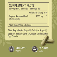HERBAMAMA Spearmint label close-up highlighting pure ingredients.