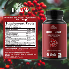 HerbaMe blood capsules close-up highlights compact pills for easy daily use.