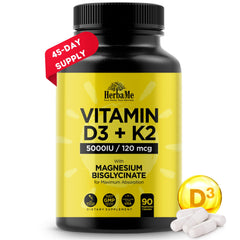 HerbaMe D3 K2 magnesium capsules for bone support and daily wellness