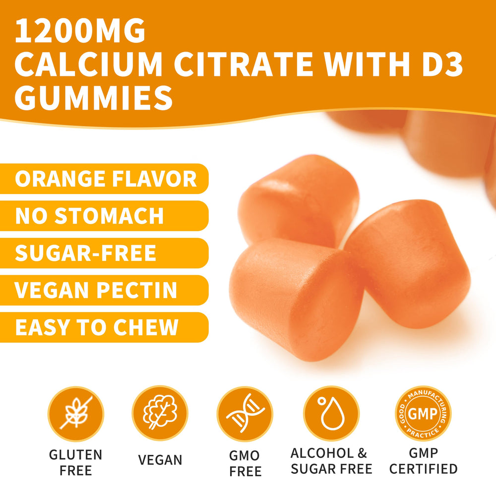 Herbance 1200 mg calcium gummy texture close-up.