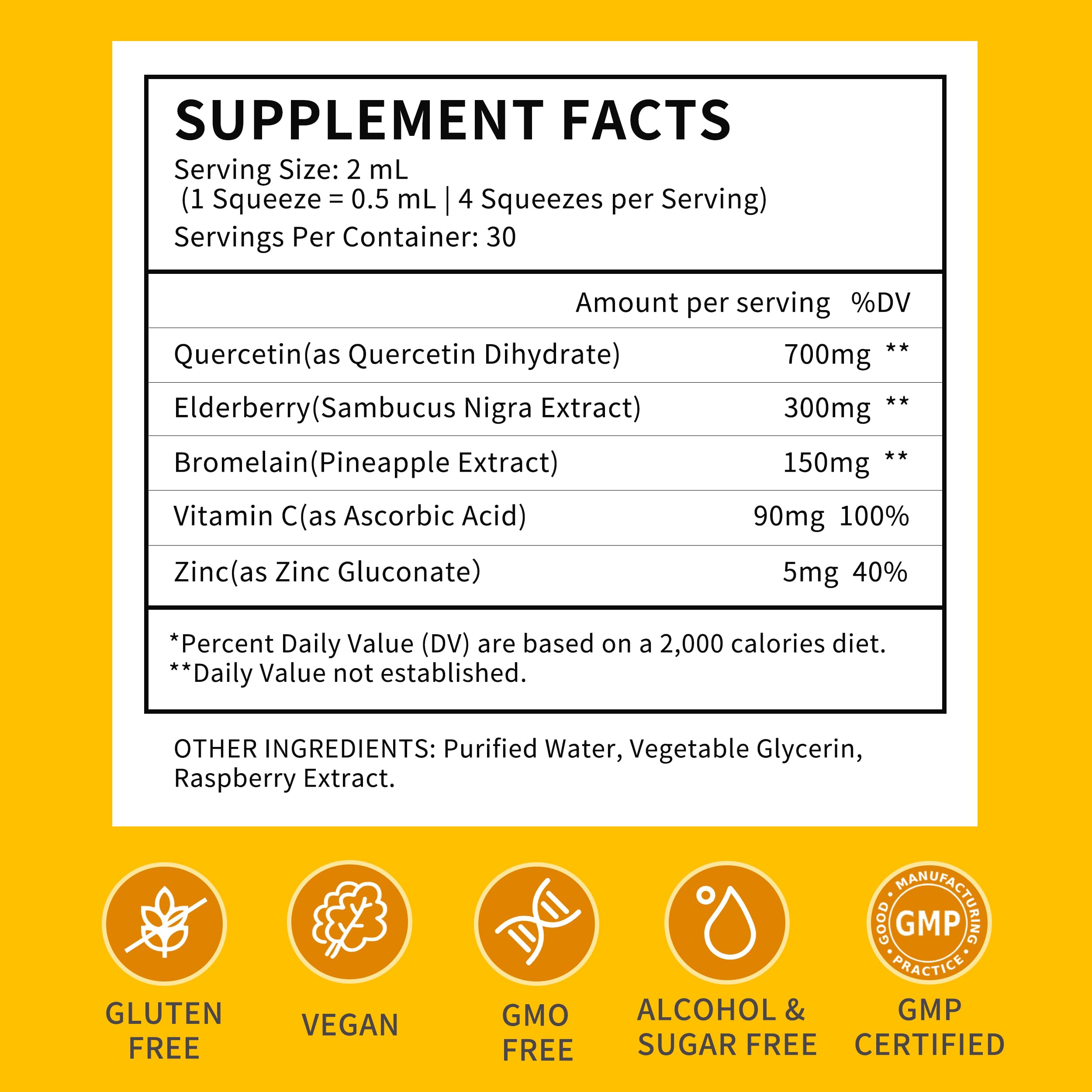 Herbance quercetin bromelain liquid drops bottle for convenient daily dosing