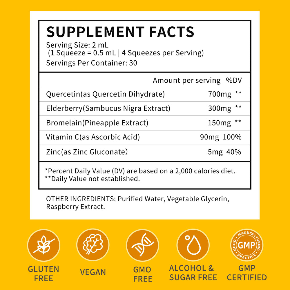 Herbance quercetin bromelain liquid drops bottle for convenient daily dosing