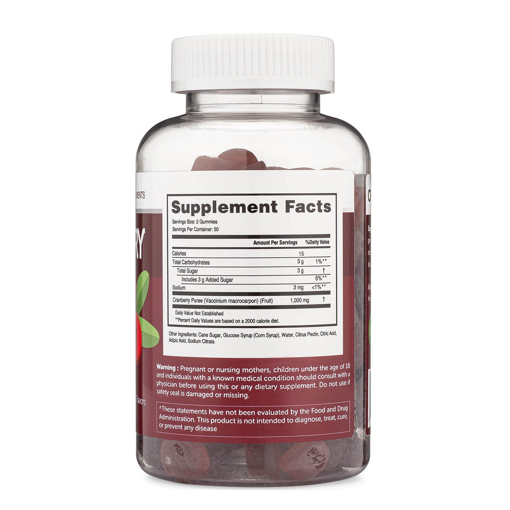 Close-up of a Herbatech Cranberry Gummies serving for daily urinary wellness.