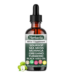 Herbavita Soursop liquid drops bottle with dropper for daily immune support