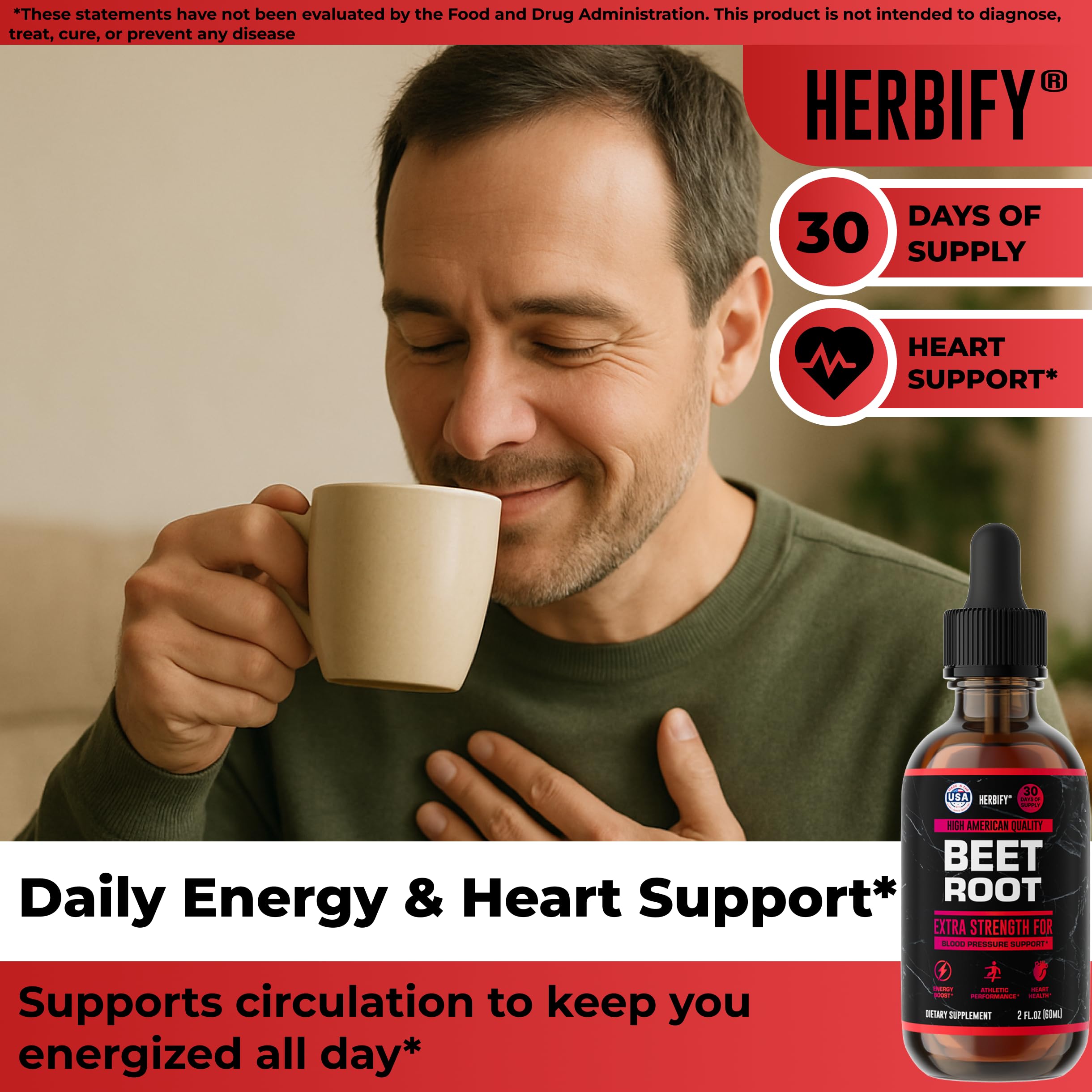 HERBIFY Beet Root Drops pouring for fast absorption and vitality.