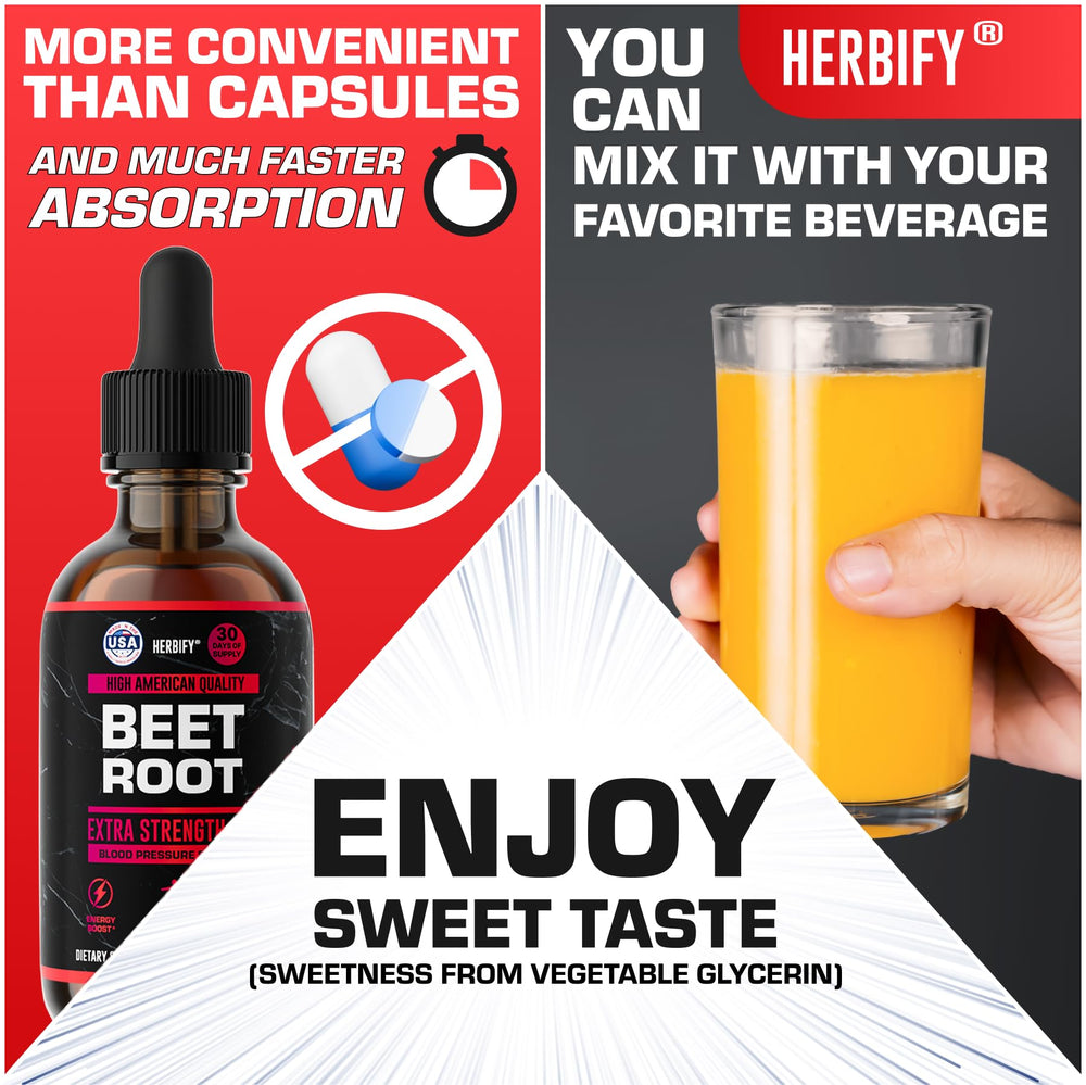 HERBIFY Beet Root ingredients panel highlights natural extract.