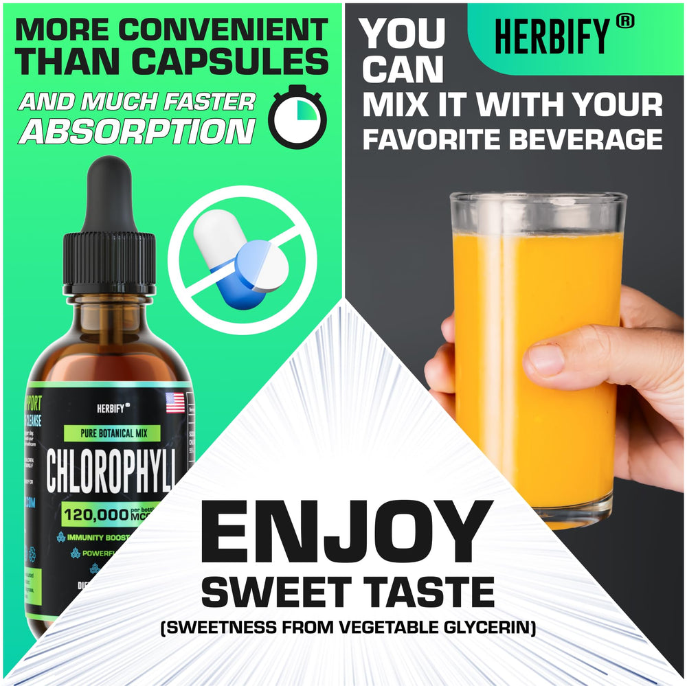 HERBIFY Chlorophyll lifestyle shot with glass and morning light for energy