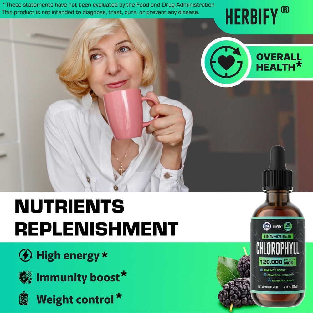 HERBIFY Chlorophyll packaging label emphasizes USA-made quality