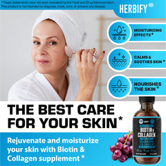 HERBIFY Collagen Biotin Drops with easy pipette for daily hair and nails care