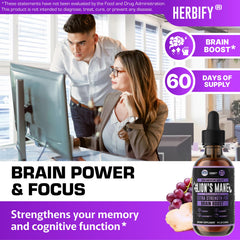 HERBIFY Lions Mane drops with glass dropper for precise daily dosing.