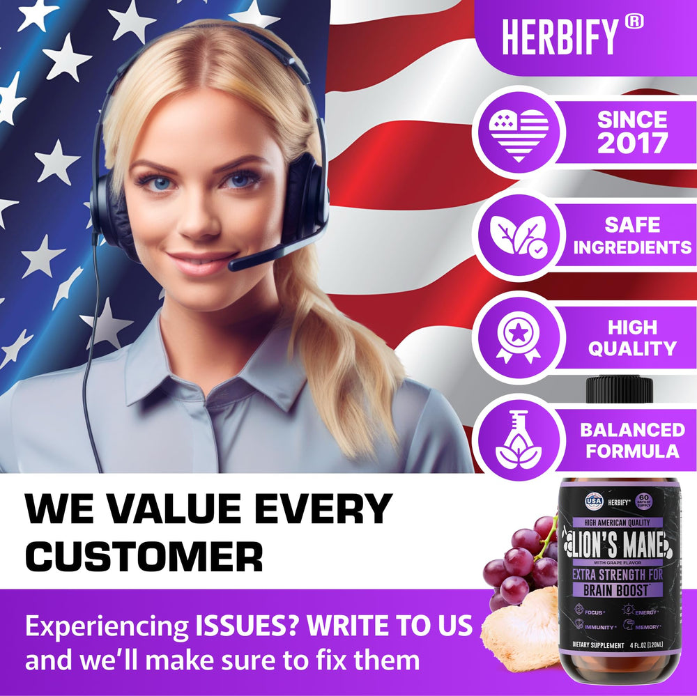 HERBIFY Lions Mane grape flavor makes daily tincture pleasant and easy to take.