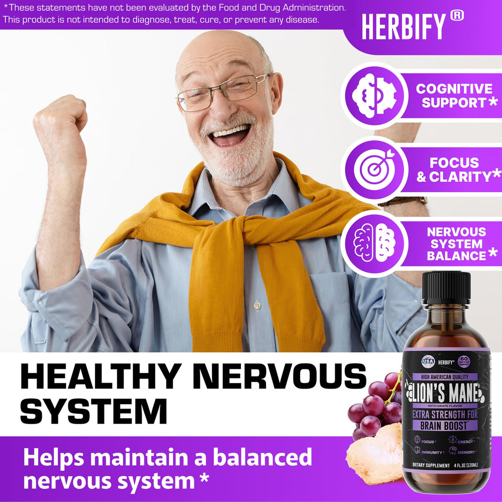 HERBIFY Lions Mane tincture pour demonstrates convenient use for brain-boosting routines.