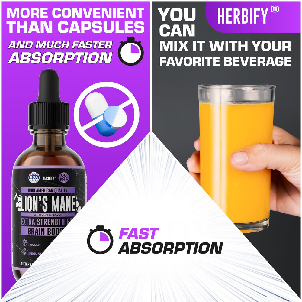 HERBIFY Lions Mane product highlighting USA-made quality and trusted sourcing.