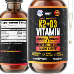 HERBIFY Vitamin D3 K2 Drops bottle for daily bone support and easy dosing.