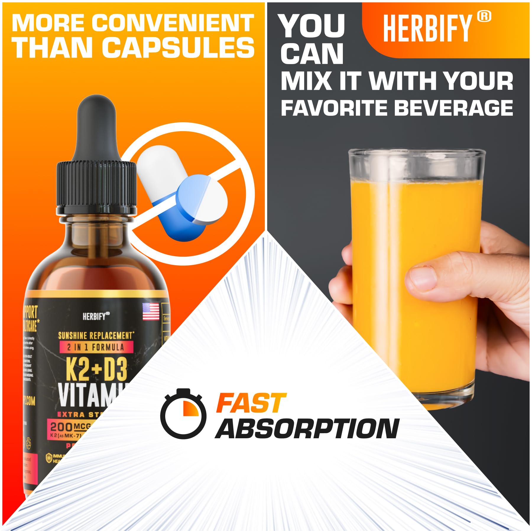 HERBIFY Vitamin D3 K2 Drops measurement aids consistent daily use.