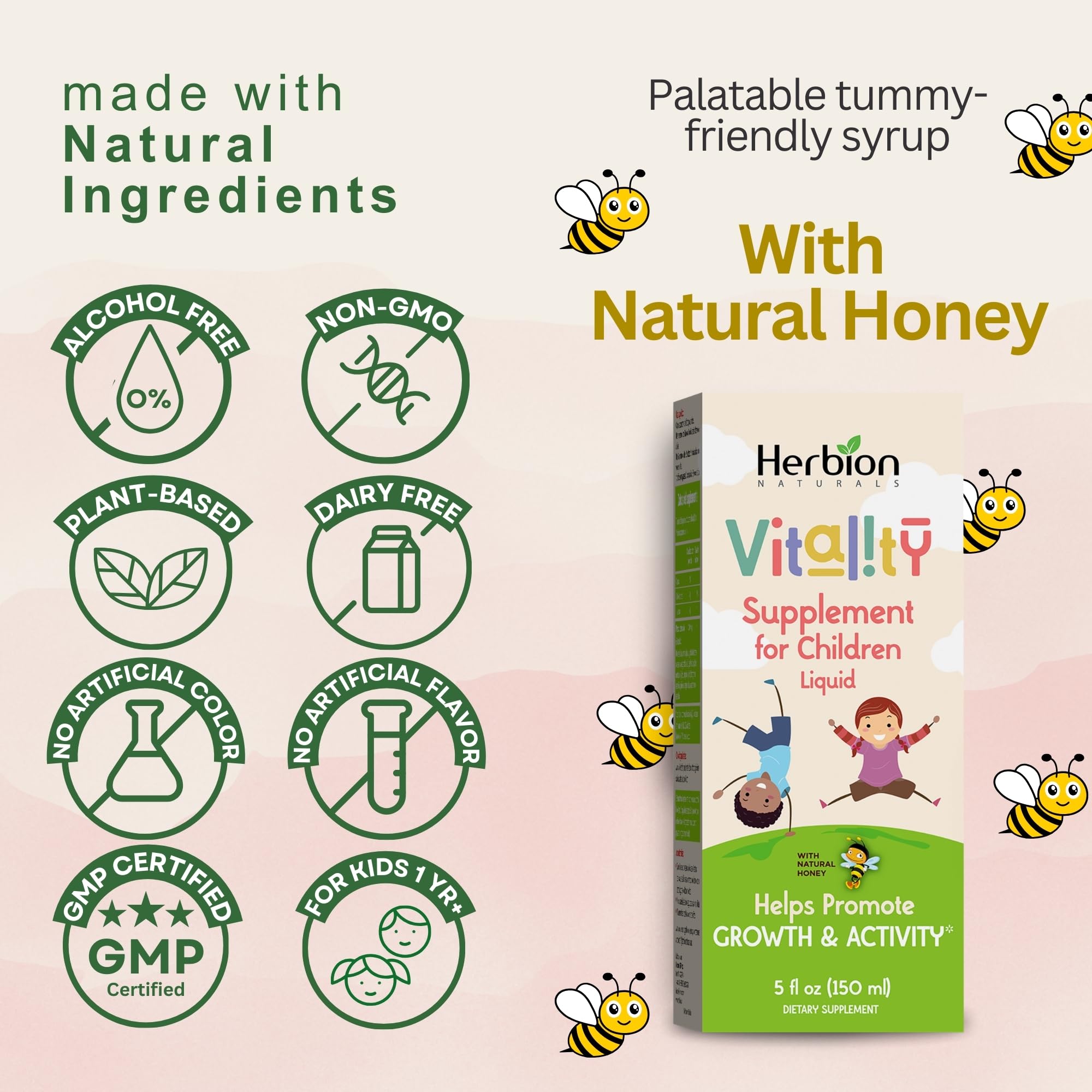 HERBION Vitality syrup tasting with kids, a tasty daily option.
