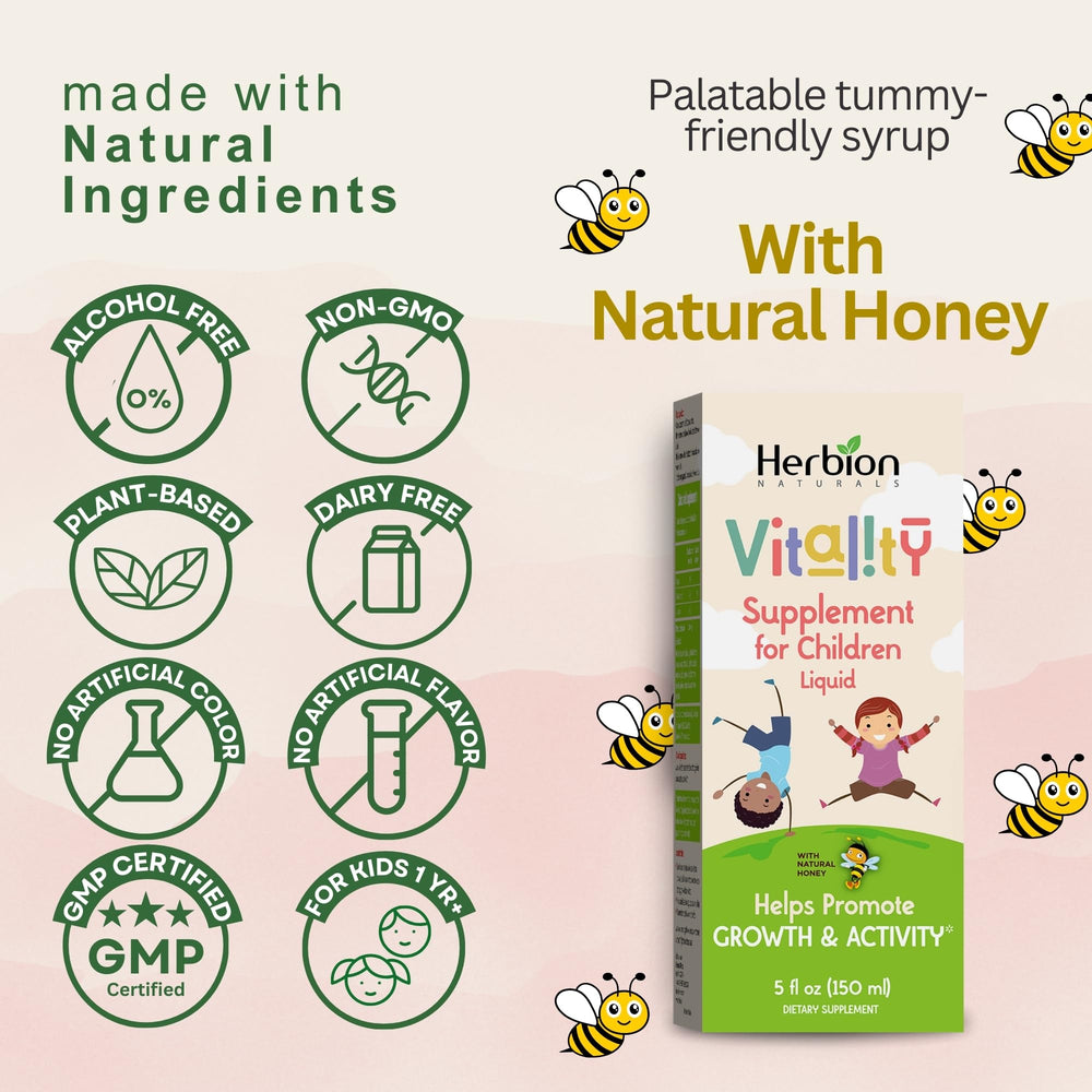 HERBION Vitality syrup tasting with kids, a tasty daily option.