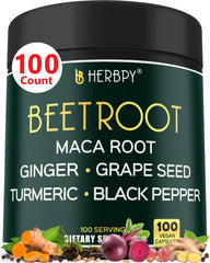 Herbpy 6in1 beetroot bottle visuals suggest daily vitality and natural heart-support potential.