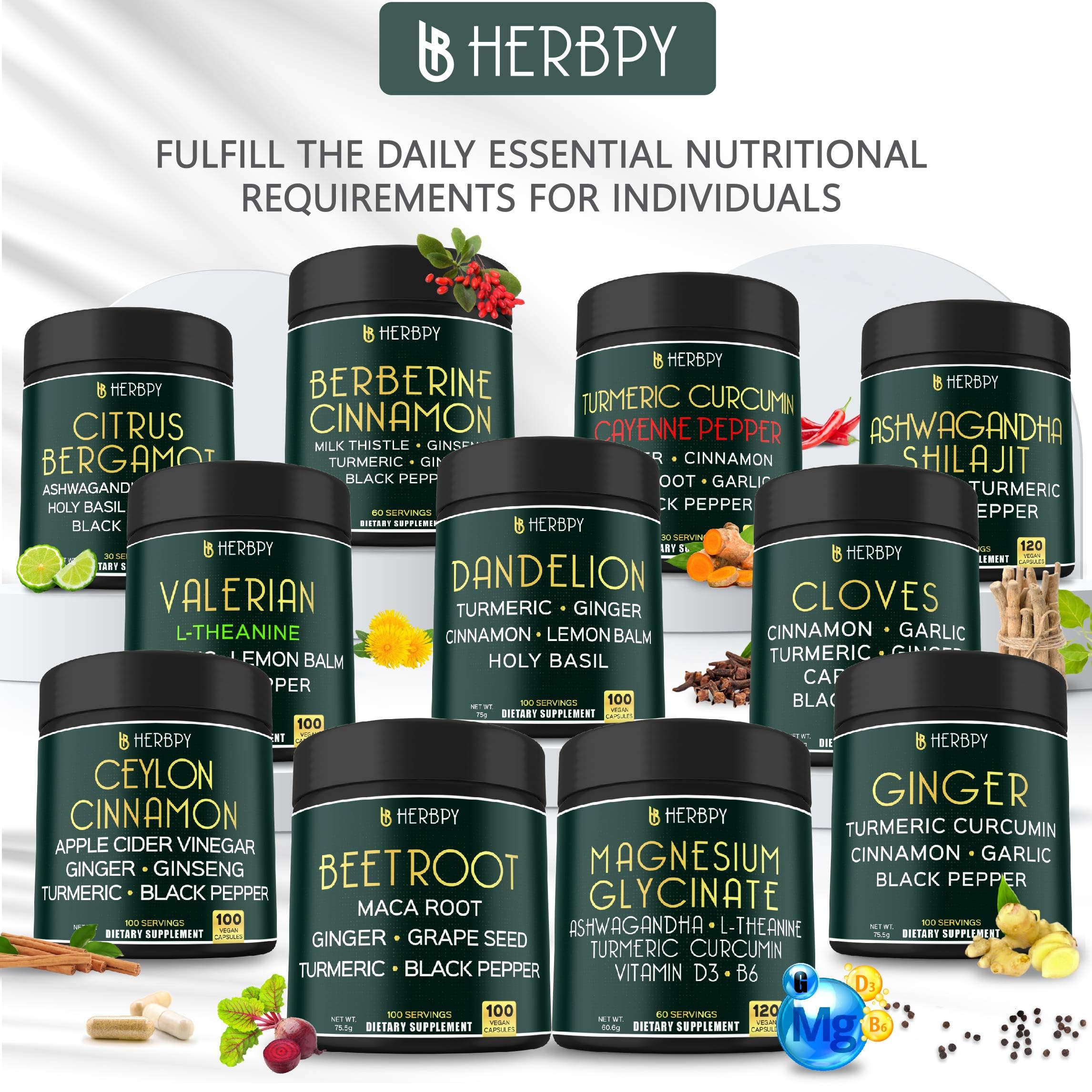 Herbpy 7in1 black pepper powder — pepper helps with flavor and potential absorption.