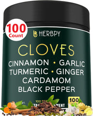 Herbpy 7in1 clove supplement bottle — vegan capsules for daily vitality.