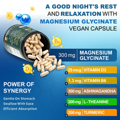 Herbpy magnesium glycinate with D3 and B6 capsules for absorption