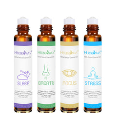 HERBROMAS Aromatherapy Oils Roller Set bottle close-up for easy at-home relaxation.