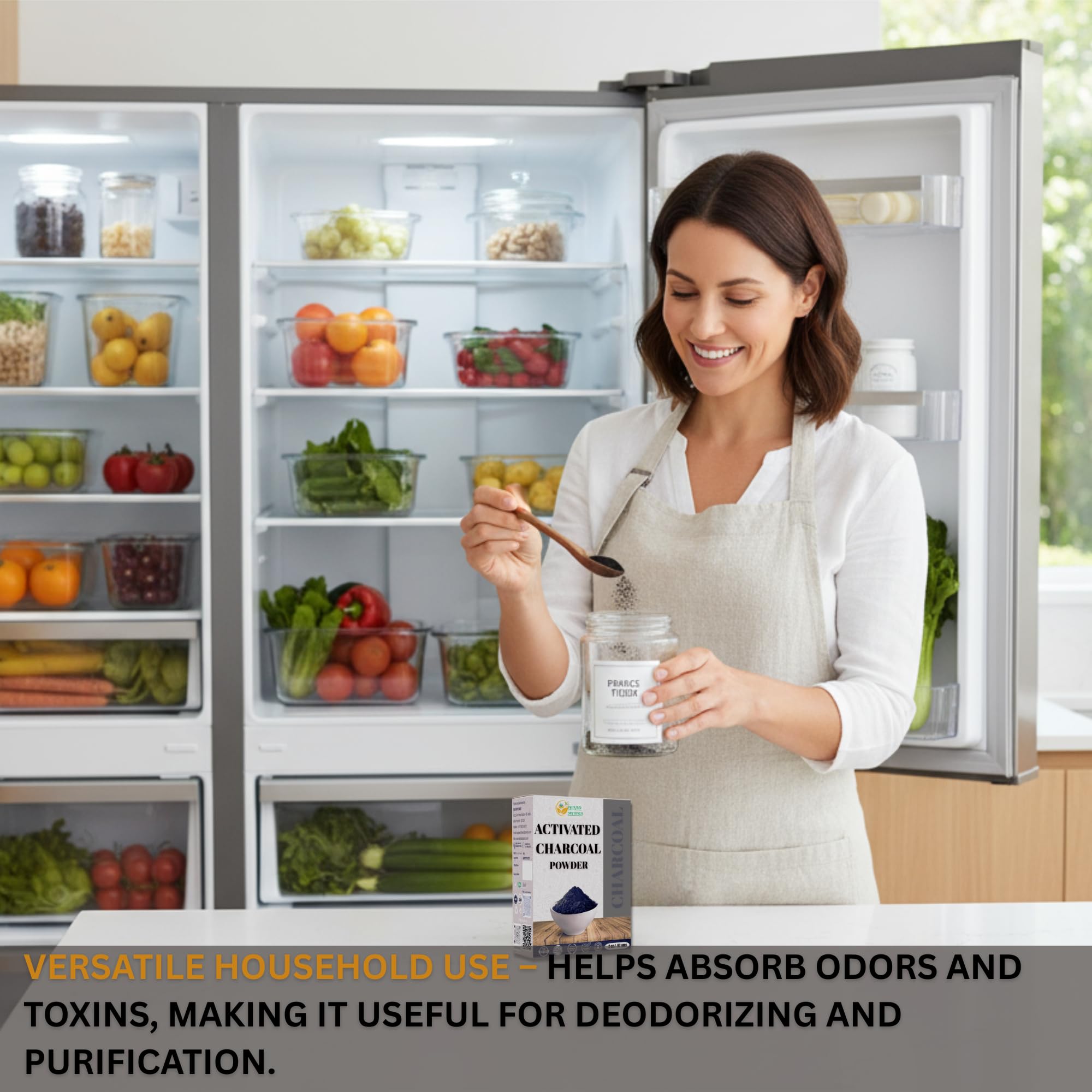 Compact 2 oz packaging preserves freshness for Herbs Botanica charcoal powder.