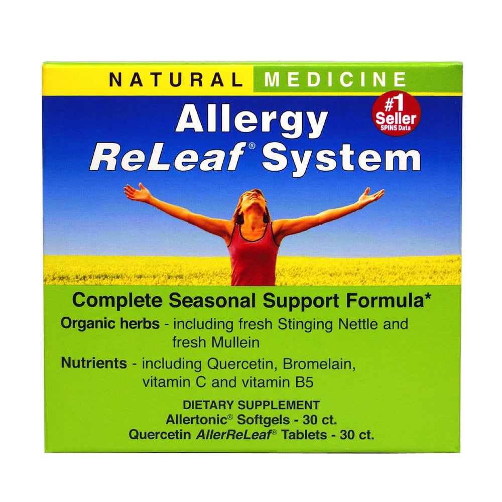 Herbs Etc Allergy ReLeaf System bottle front showing seasonal support for sinus and eye comfort.