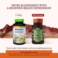 Close-up of Allertonic label highlighting gluten-free herbal formula