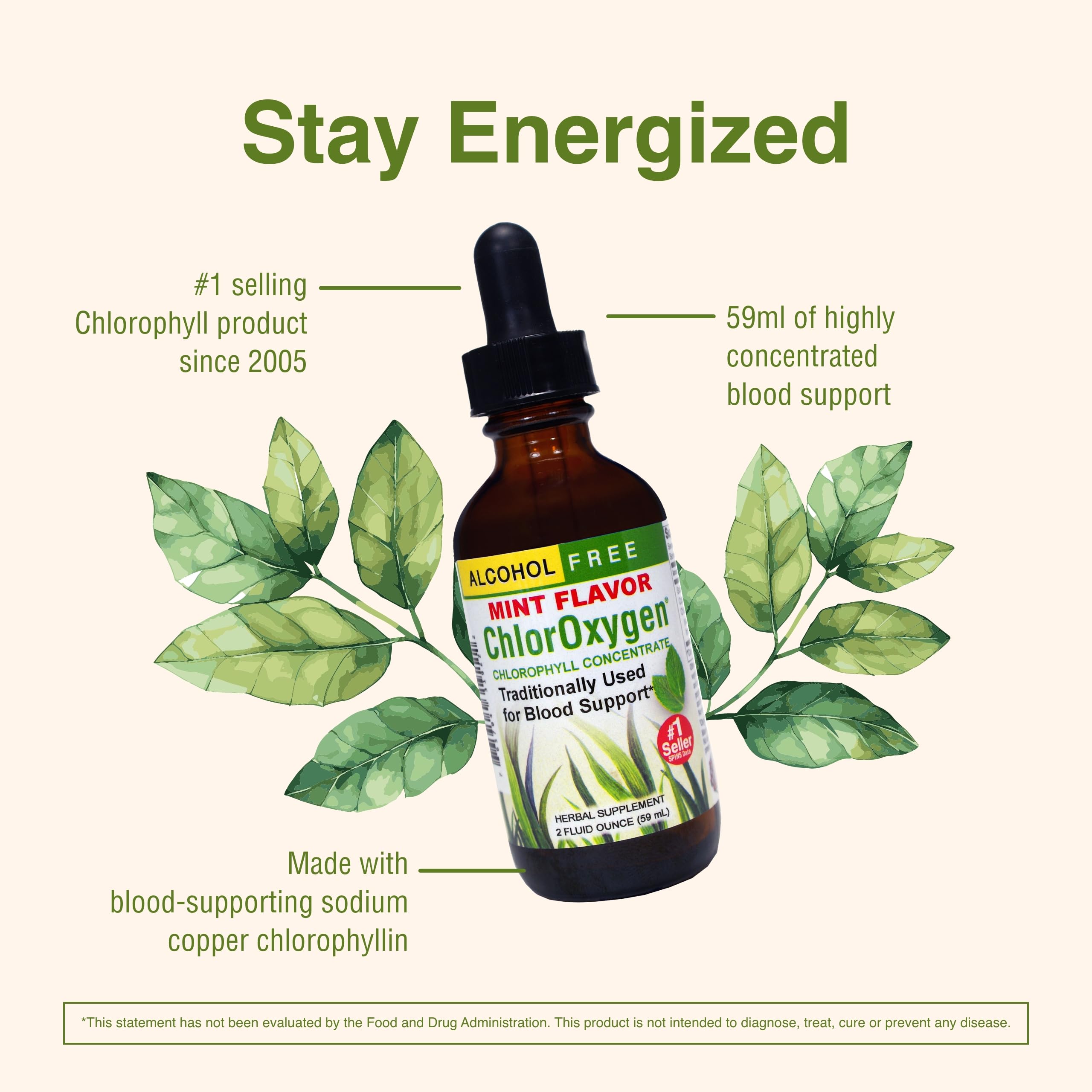 Herbs Etc. ChlorOxygen mint leaves emphasize natural origin of chlorophyll