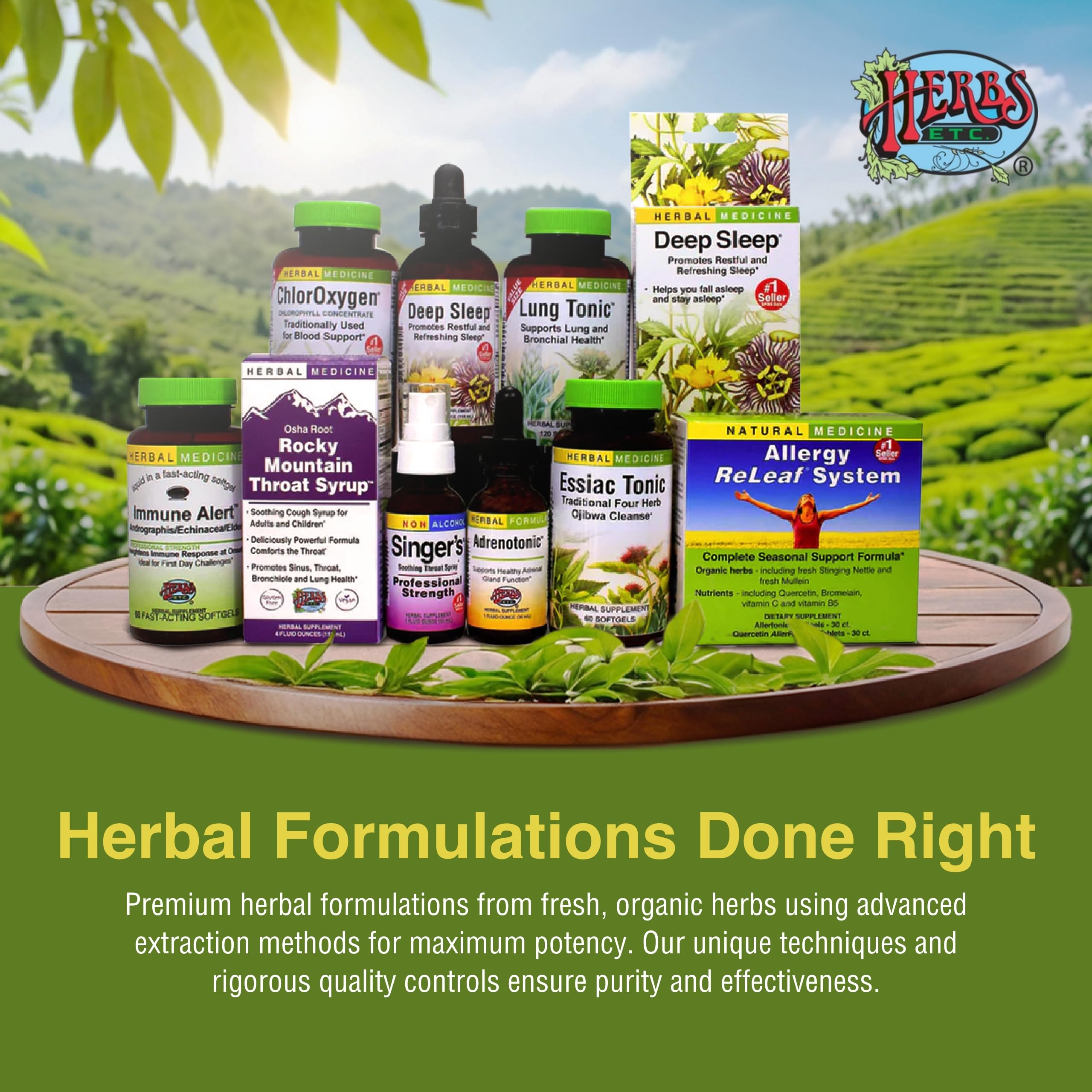 Travel-friendly Herbs Etc. ChlorOxygen packaging and bottle