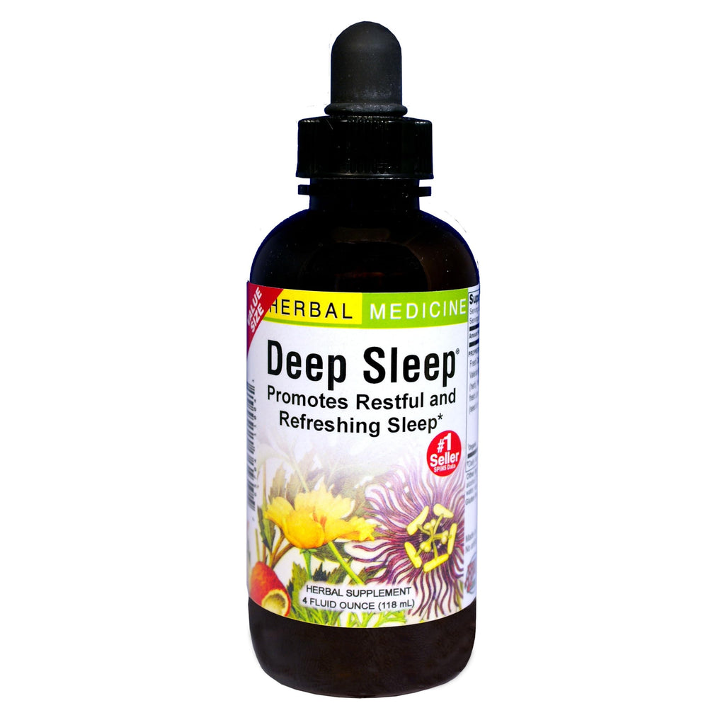 Herbs Etc. Deep Sleep Classic Liquid Extract bottle displaying label, suggesting gentle nightly support.
